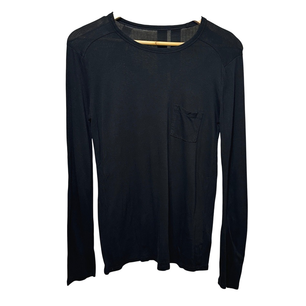 Alexander Wang Pocket Tee Women S Black Rayon Long Sleeve Lightweight Minimalist